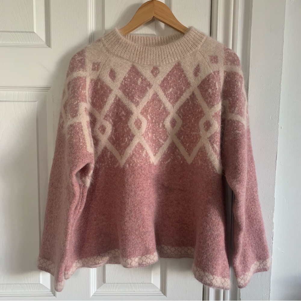 Soft Pink Fair Isle Boxy Sweater